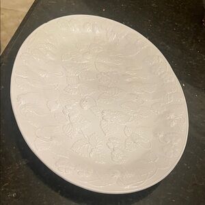 White Embossed Oval Platter